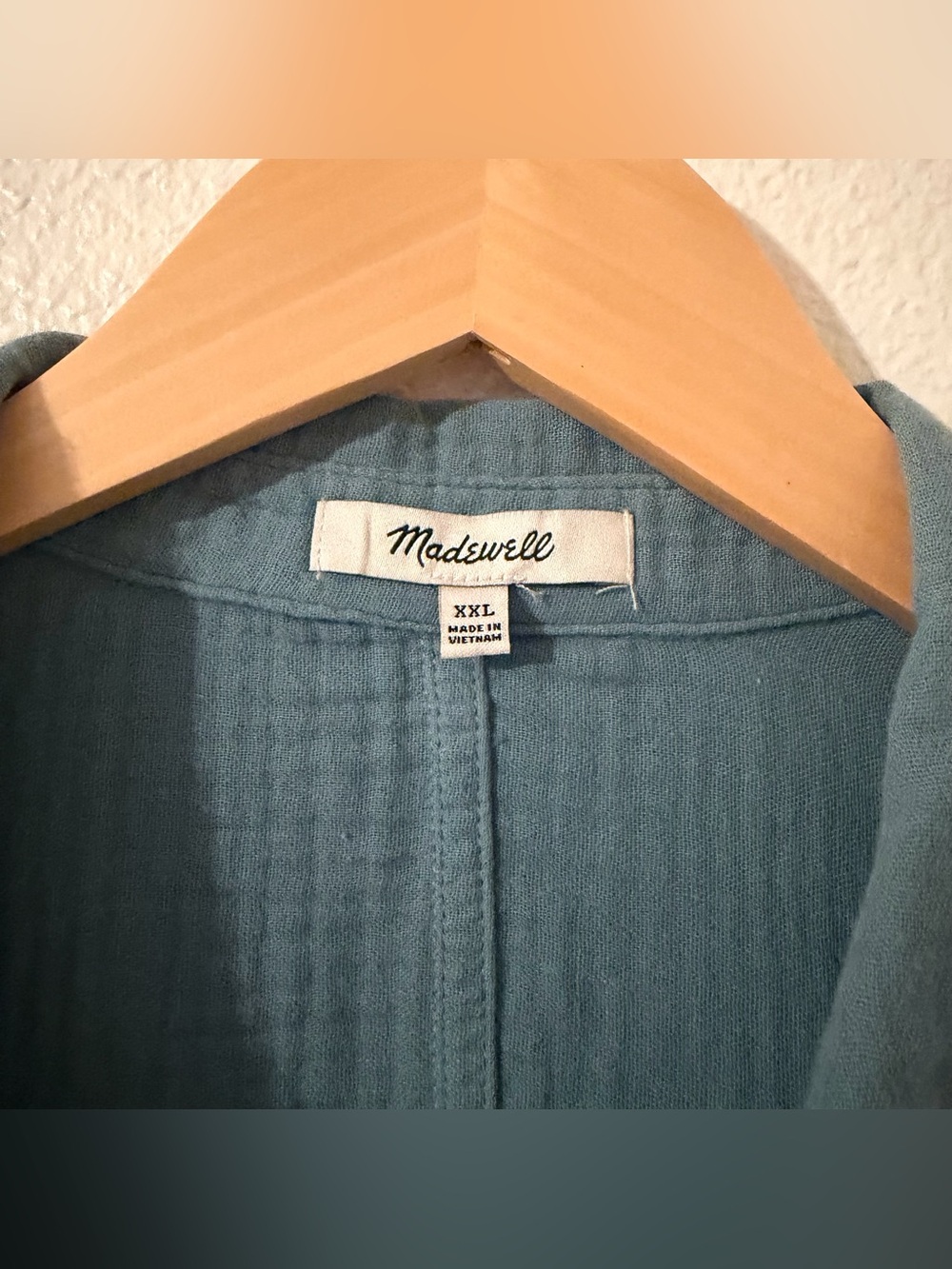 Madewell Lightspun Dolman-Sleeve Button-Up Teal Shirt - Summer
Breeze Size XXL - Picture 2 of 10